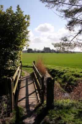 Foto 6x4 Fußgängerbrücke bei Baits Bissschloss Fen Ditton diese Brücke trägt c2009