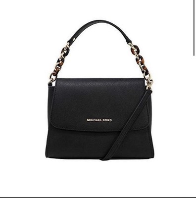 Michael Kors Sofia Small East West Satchel Crossbody Leather Bag Black