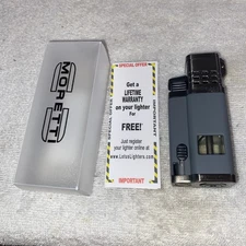 Moreti Quad Flame💥 Churchill Lighter W/Punch, BL/Gun Metal, Lifetime Warranty 