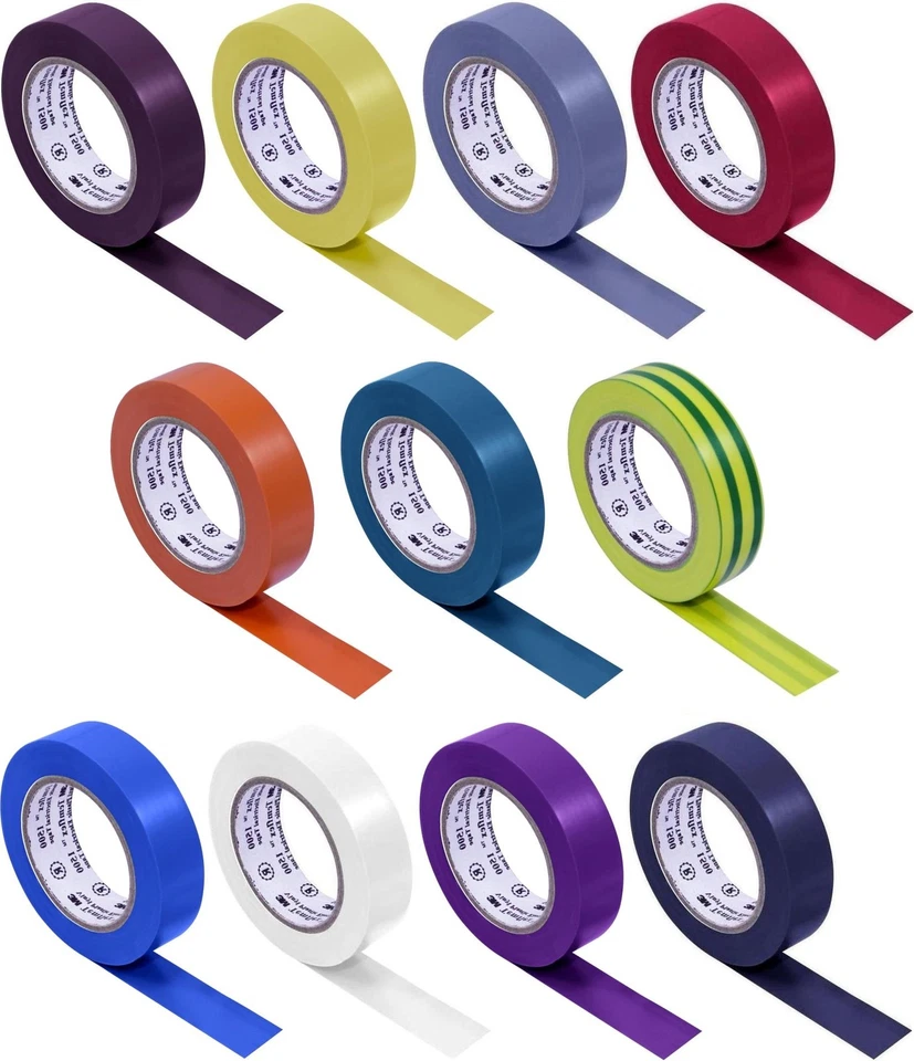 3M Isolierband VDE 11 Farben 15 mm x 10 m Elektriker Tape Band Elektro Set - Bild 1 von 1