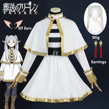 Sousou No Frieren Cosplay Costume Wig Shoes Anime Figures Magician Dress Elf Ear