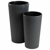 Howhomely Pflanzgefäß Blumentopf PflanzküBel 2Er Set Grau Pflanztopf Geriffelt