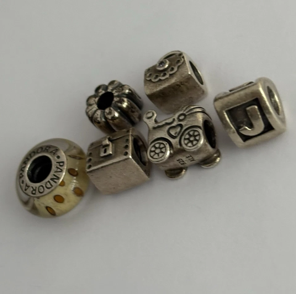 正品潘多拉饰品 批量 925 ALE 退役纯银玻璃 6 个小饰品 — 第 2/4 张图片