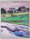 Plein Air Landscape Painting of House Barn & Flowing Stream