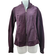 Lululemon Sweater Womens 6 Maroon Scuba Hoodie Full Zip Velvet Floral Athlesuire