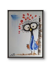 BABY PEACOCK 12x16 BOLD COLOUR MODERN ABSTRACT ART ORIGINAL CANVAS BEDROOM DECOR