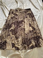 Vintage y2k Brown Beige Paisley Boho Skirt Stretch Fairy XL