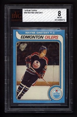 1979-80 TOPPS #18 WAYNE GRETZKY ROOKIE CARD BGS BVG 8 NEAR MINT