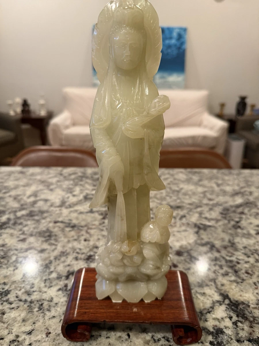 白色滑石主中国风雕像、雕像| eBay