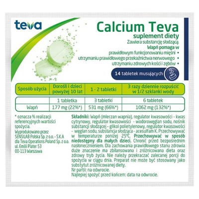 Calcium Teva 12 Effervescent Tablets + 2 Effervescent Tablets for Free !!!