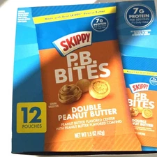 Skippy PB Double Peanut Butter Bites, 1.5 Oz (Pack of 12 Pouches) Free Shipping