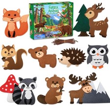 Sewing Kit for Kids, 12 Pcs Woodland Animals Craft Set, Ages 5 