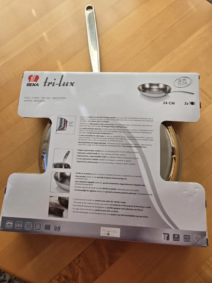 NEW BEKA 9.5" TRI-LUX STAINLESS STEEL FRY PAN - Image 3 of 4