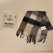 Acne Studios Vally Large Check Scarf Brown Grey Black Alpaca Wool NWT Made in It