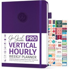 GoGirl Pro Vertical Hourly Weekly Planner Purple Undated Planner