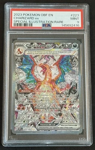 PSA 9 Charizard ex 223/197 Pokemon Obsidian Flames Fast Ship