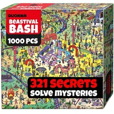 1000 Piece Animal Bash Puzzle for Adults – Jigsaw with Hidden Secrets  Audio