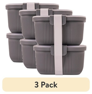 (3 pack)  Plastic Food Storage Bento Snack Container, Rectangle,  19oz Capacity