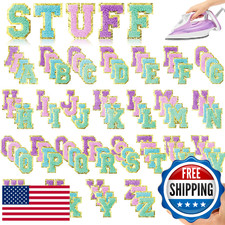 Fanfanwin 105 Pcs Chenille Letter Patches Self Adhesive Iron on Colorful Chenill