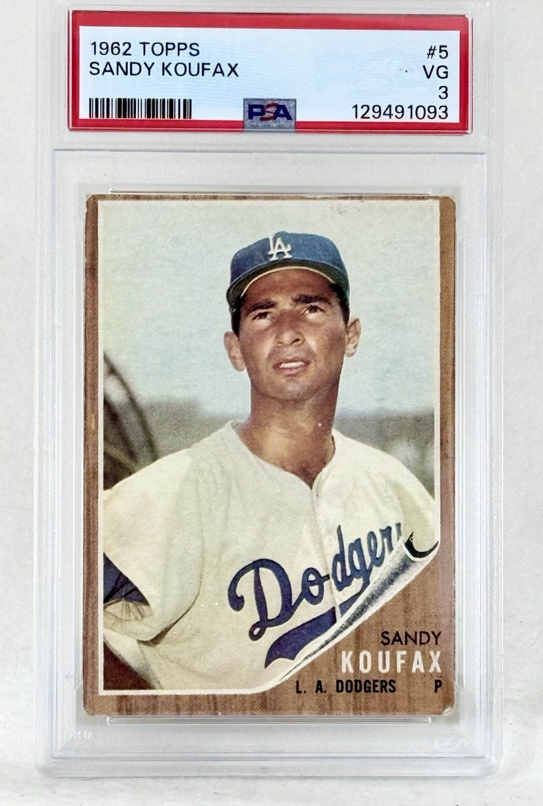 1962 Topps Sandy Koufax #5 PSA 3 - Los Angeles Dodgers Legend HOF