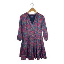 J. Crew Liberty Ruffle Neck Tiered Mini Dress XXS Ciara Print Cotton