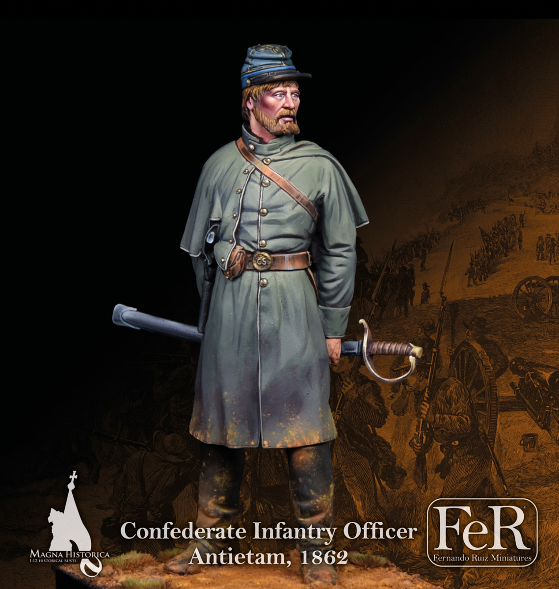 Confederate Infantry Officer Painted Toy Soldier Miniature Pre