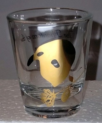 Phantom of the Opera Collectible Shot Glass 22kt Gold painted Mask Rose  Barware