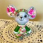 Fenton GLASS  MOUSE  Dressed in a Springtime  Day  Outfit.  Rachelle OOAK