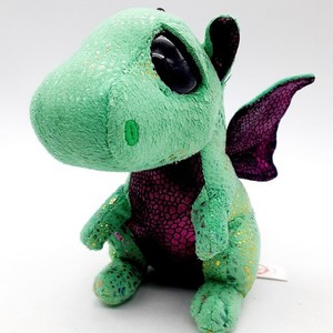 Ty Beanie Boos Cinder Dragon Plush Stuffed Animal Green Purple Big Eyes With Tag