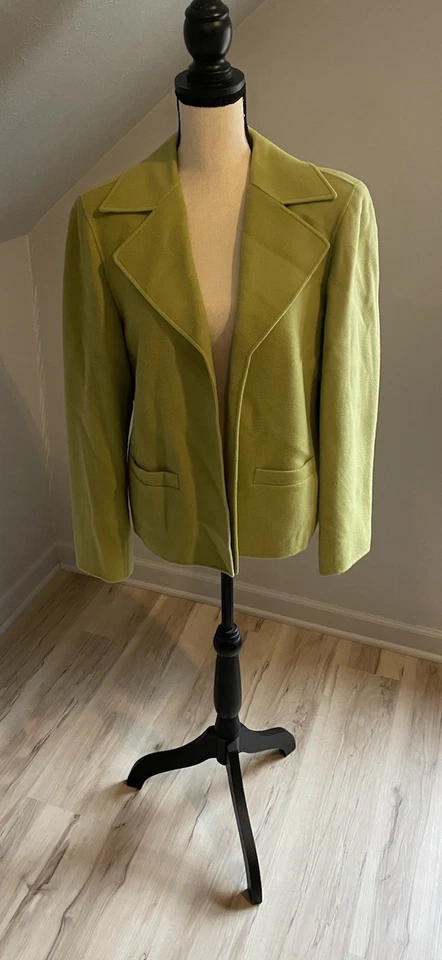 Blazer abierto vintage Talbots 100 % lana talla 14 verde musgo sin forro dinero antiguo Foto 2 de 4