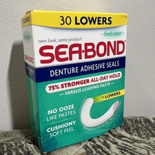 Sea Bond Secure Denture Adhesive Seals, Fresh Mint 30 Lowers (For Lowers) NEW !!