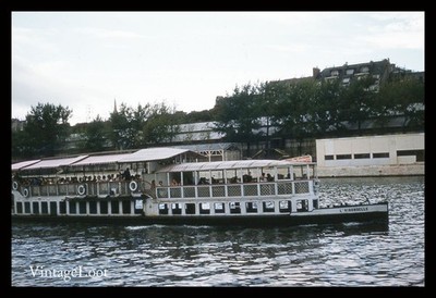 1950s L' Hirondelle Excursion Boat PARIS France Red Border KODACHROME Slide