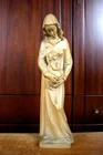 ANTIQUE 16" HAND CARVED WOOD CATHOLIC VIRGIN MARY OUR LADY JESUS STATUE FIGURE