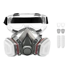 Respirator Mask Reusable Half Face Cover with Safety Glasses Filters