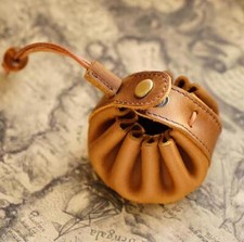 Tan Genuine Leather Small Coin Change Purse Accessory