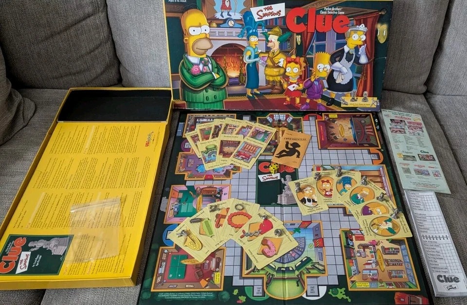 THE SIMPSONS Edition Clue Board Game 2000 USA 1st Edt 100% Complete VTG Parker - Image 2 of 4