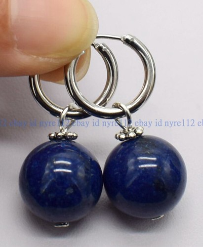 Charming 10/12/14mm Multicolor Gemstone Round Beads Silver Leverback Earrings - Picture 74 of 190