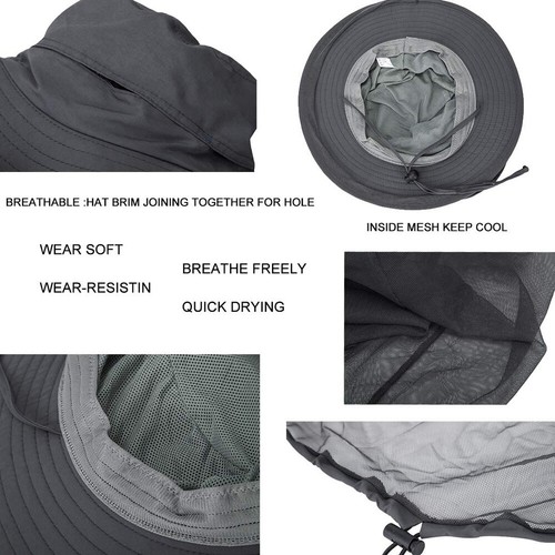 Mosquito Head Net Hat with Hidden Mesh Protection Bugs Bees for Hiking Fishing - Picture 2 of 13