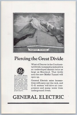1924 General Electric Vintage Ad Moffat Tunnel GE Mine Lokomotiven Pumpen