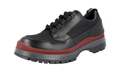 PRADA Leder Brixxen Sneakers Wander Stiefelette Schuhe Schwarz NEU