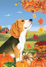 Beagle Autumn Leaves Decorative Flag