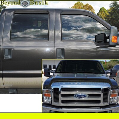 2008-2010 FORD F250-F550 SMOKE Vent Window 4 Door Visor Rain Guards+Bug Shield