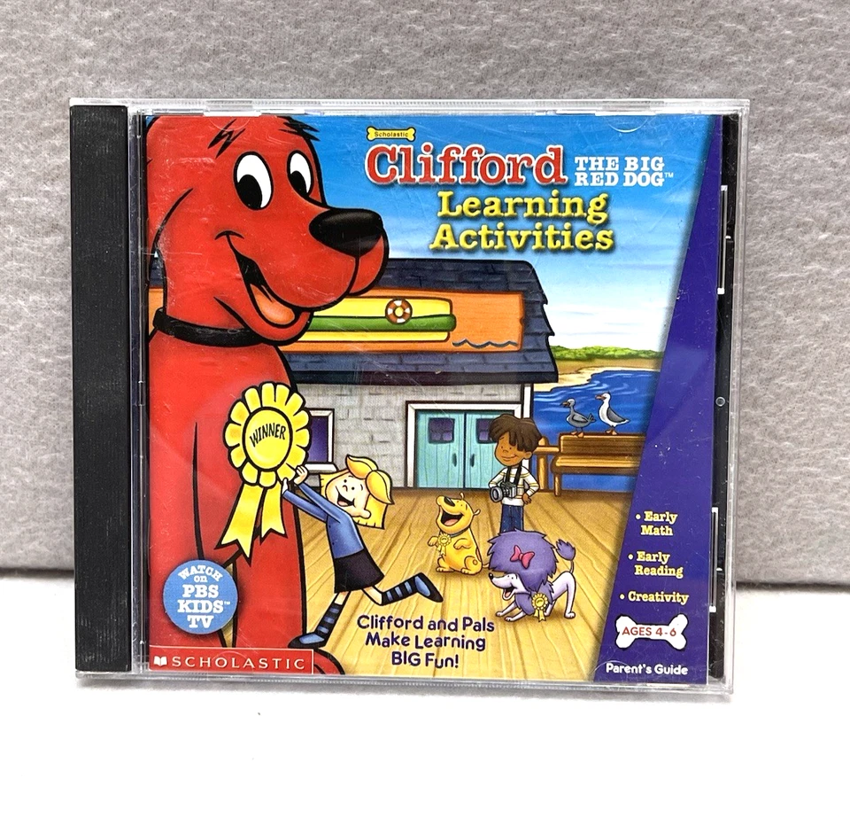 Clifford the Big Red Dog 3 PC LOT Games Ages 4–6 Reading Math Thinking Vintage - Image 2 of 4