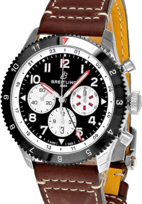 New Breitling Super Avi B04 GMT 46 Mosquito SS Leather Men's Watch YB04451A1B1X1