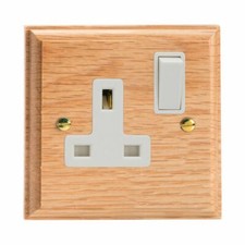 Varilight XK4OW Kilnwood Wooden Oak 1 Gang 13A DP Single Switched Plug Socket