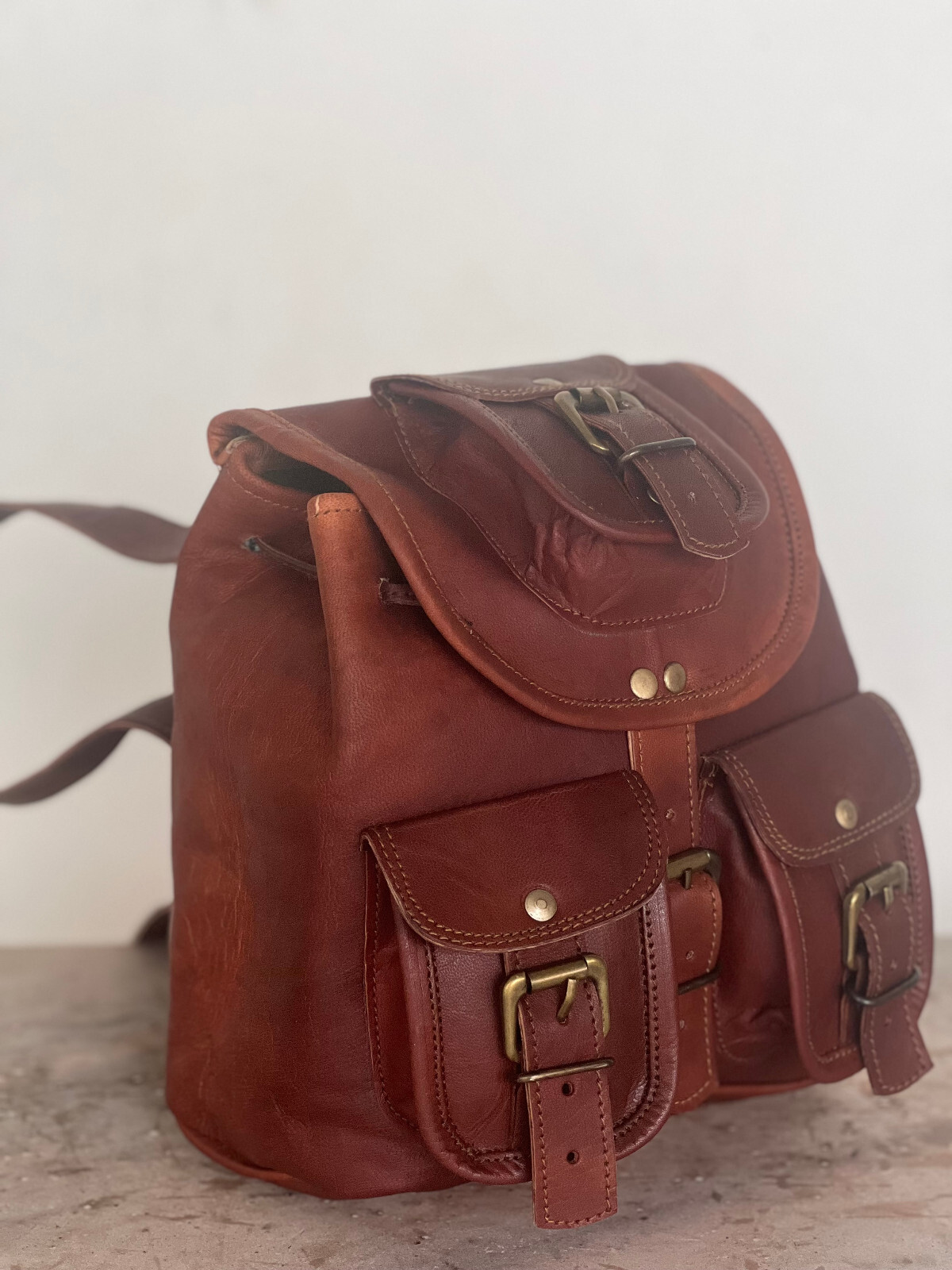 15" Temporada Oferta Handmade Piel Hombre Mochila Portátil Unisex