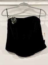 RARE Vintage Y2K Jessica McClintock Black Velvet Bustier Corset Sz 12 NWT