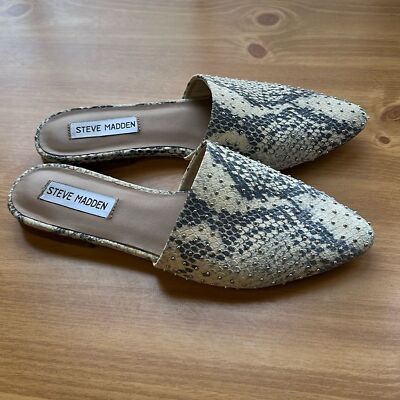 Steve Madden Studded Snakeskin Print Pointed Flats Size