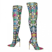 Women Over Knee High Thigh Boots Stilettos Pointy Toe Side Zip Shoes Clubwear L