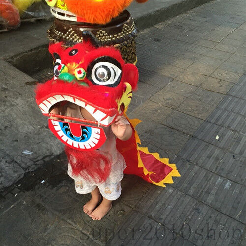 Lion Mascot Dance Costume Wool Chinese Folk Art For Children Performance Party